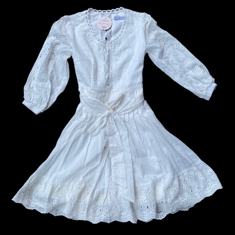 NWT Two Sisters The Label White Eyelet Dress Sz 2 - Picture 5 of 5